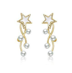 Stars Hang Pearls 925 Sterling Silver Plated Subang Comel Wanita