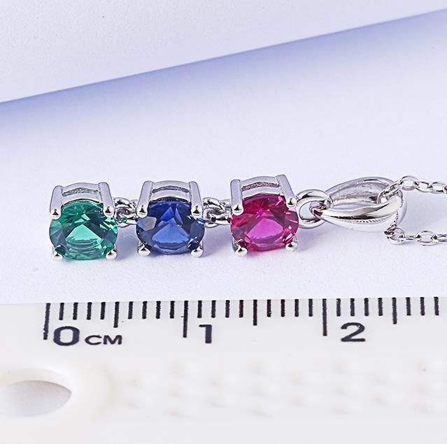 Ruby Sapphire Emerald Warna Perak Sterling Loket Rekaan Batu 925 Loket