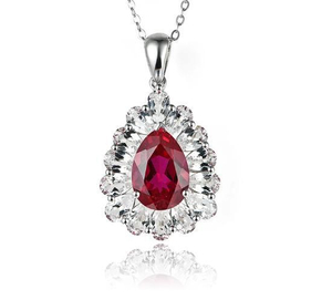 Loket Perak Sterling Merah Ruby Mencipta Loket Hadiah Loket Perak Wanita Ruby Merah