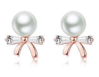 Subang Logam Mutiara Bow 925 Sterling Silver Anting-anting bersalut emas