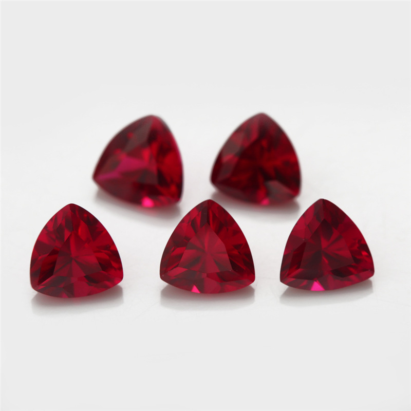 8 # Aksesori Cincin Delima Tiruan Segitiga Lemak Corundum Merah