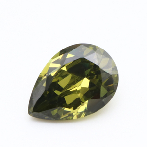 3EX D VVS Olive Green Pear Cut Cubic Zirconia