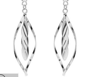 Bingkai Lingkaran 925 Sterling Silver Plated Anting-anting Daun Elegan