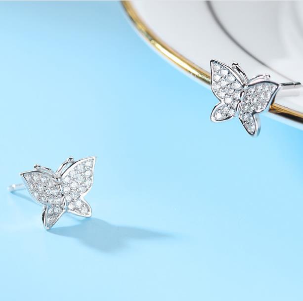 Anting-anting Comel Wanita Moissanite Butterfly 925 Sterling Silver Plated