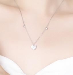 S925 Syiling Perak Mother Shell Love Clavicle Chain Aksesori Kecil Segar