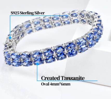 Gelang Barang Kemas Perak Sterling Tanzanite Perhiasan Cantik Gaya Mewah