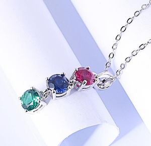 Ruby Sapphire Emerald Warna Perak Sterling Loket Rekaan Batu 925 Loket