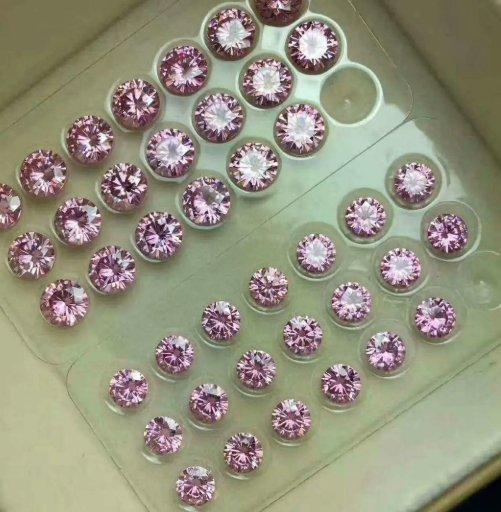 9.0-10.0mm Merah Jambu Berkualiti Tinggi DEF Pusingan Brilliant Cut Moissanite untuk Pembuatan Barang Kemas