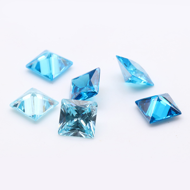 Kilang Borong 3EX Blue VVS Princess Cubic Zirconia