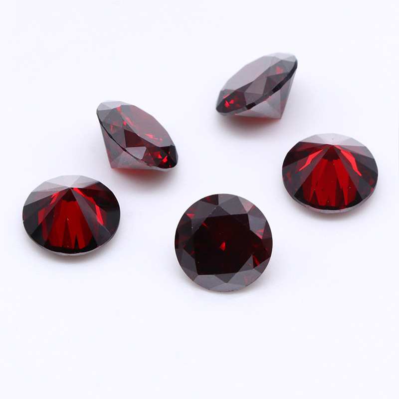 Garnet Red Cubic Zirconia Round Section Batu Padanan