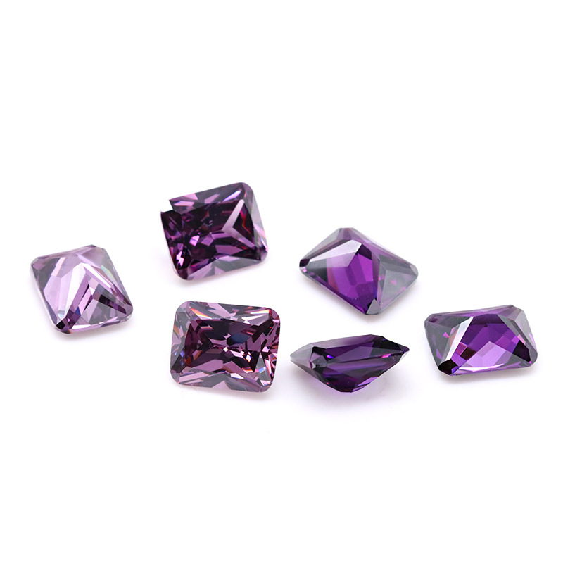 Warna Fuchsia 3A Crystal DEF VVS 3EX Zirkonia Kubik Segi Empat