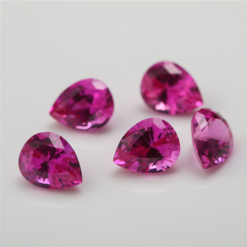 3# Permata Korundum Merah Sintetik Borong Pear Shaped Ruby