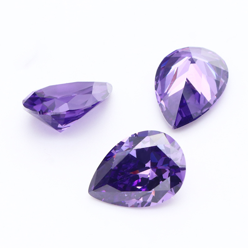 3EX D VVS Dark Purple Pear Cut Cubic Zirconia